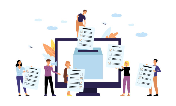 在线投票或调查概念与人平矢量图隔离。图片下载