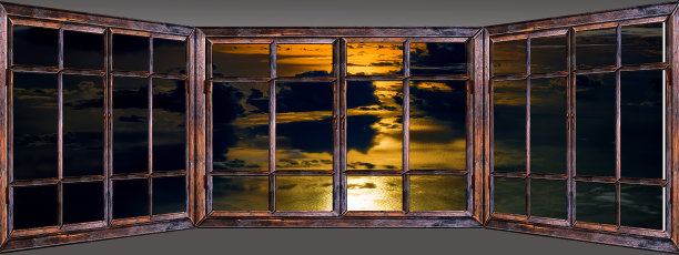 窗外海面上的夕阳图片下载