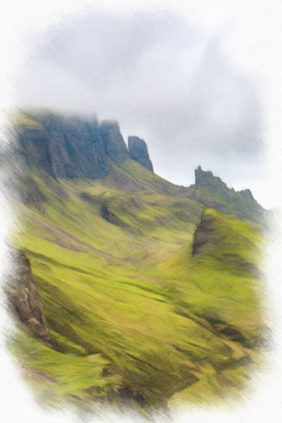 画水彩。山景观图片下载