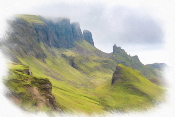 画水彩。山景观图片下载