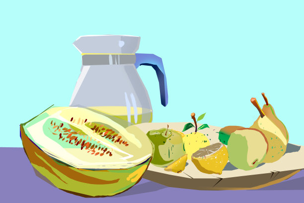 水果组成与柠檬水插图图片下载