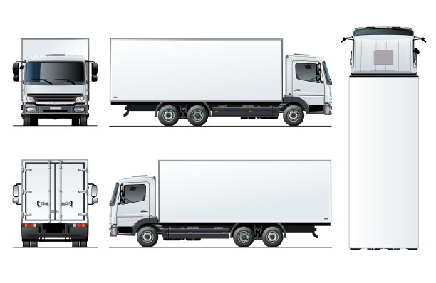 矢量卡车模板隔离在白色背景图片下载