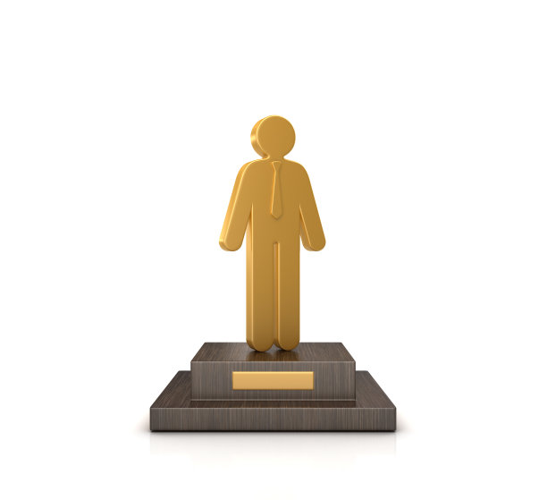 奖杯与商业象形图- 3D渲染图片下载