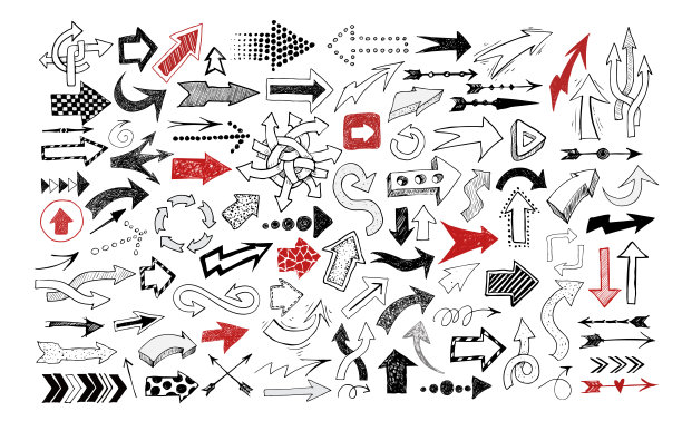 大收集涂鸦素描箭头。图片下载