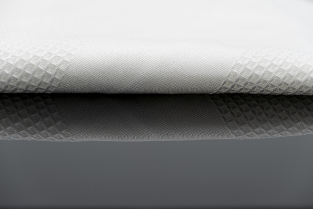 折叠的白色毛巾厨房织物的微距拍摄纹理图案图片下载