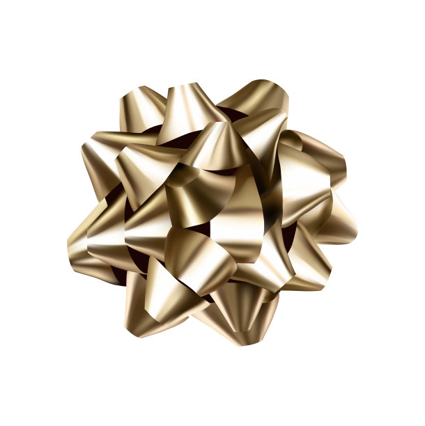 白色背景上的金色丝带蝴蝶结。包装礼物的金蝴蝶结。逼真的3 d对象。为设计元素。矢量图图片下载