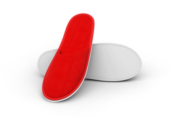 棉布水疗拖鞋品牌。3d渲染插图。图片下载