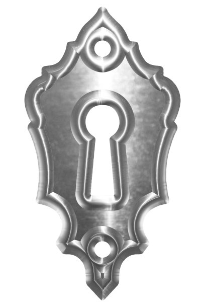 钥匙孔，装饰设计元素，金属表面仿制，孤立在白色背景，3d渲染图片下载