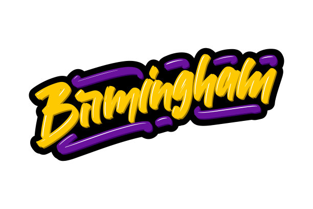 伯明翰手绘现代毛笔字母。矢量插图标志文本网页，印刷和广告。图片下载