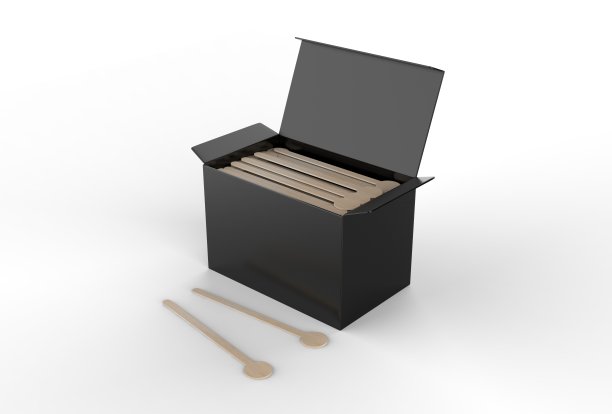 咖啡搅拌器纸盒包装品牌。3 d渲染插图。图片下载