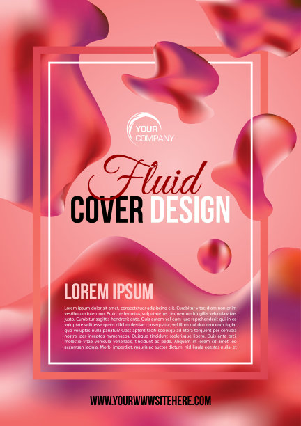 液体抽象，液体传单封面设计模板紫色和红色图片下载