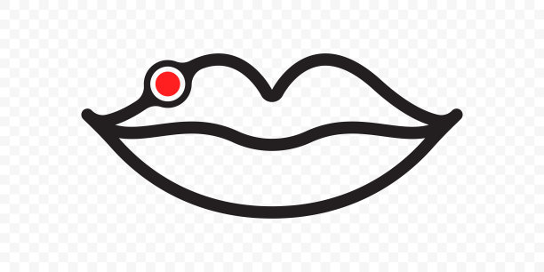 唇疱疹载体图标、唇疱疹炎症红圈标志为治疗药物或治疗疱疹的口红包装。唇部单纯疱疹感染的简单线条符号图片下载