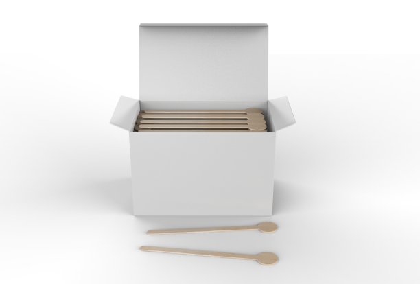 咖啡搅拌器纸盒包装品牌。3 d渲染插图。图片下载