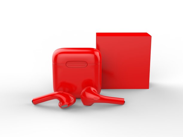 空白推广无线耳机盒包装。3 d渲染插图。图片下载