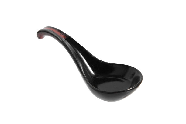 陶瓷勺子，用于日本食物孤立在白色背景，老式日本勺子图片下载