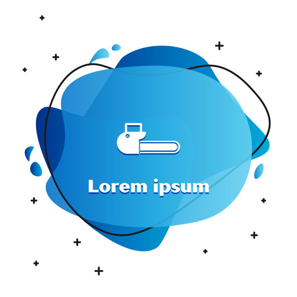 白色电锯图标孤立在白色背景。带有液体形状的抽象横幅。矢量图图片下载