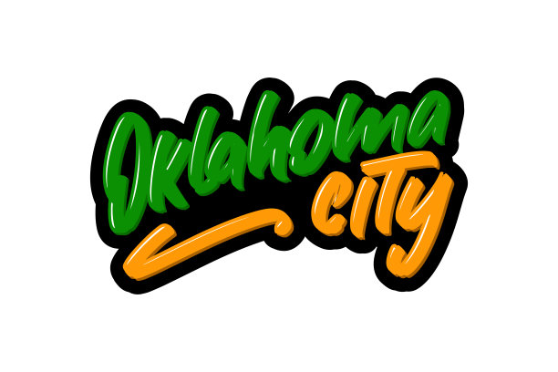 俄克拉荷马城手绘现代笔刷字母。矢量插图标志文本网页，印刷和广告。图片下载