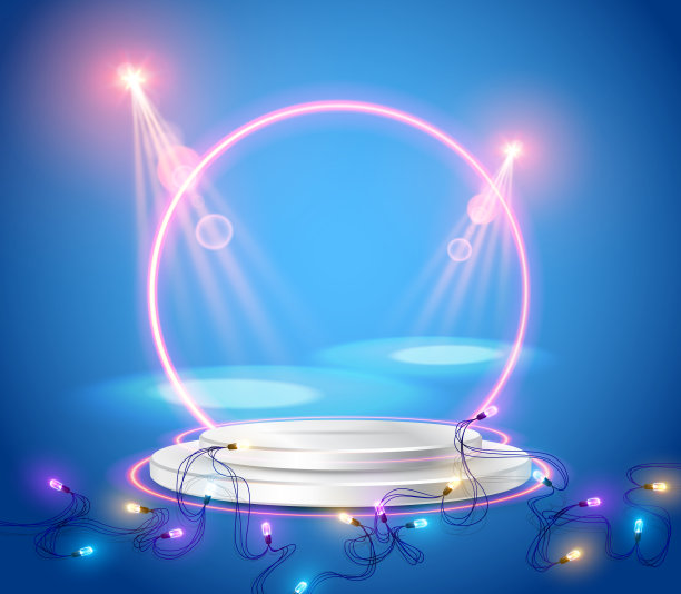 舞台框架在背景与聚光灯。矢量图图片下载