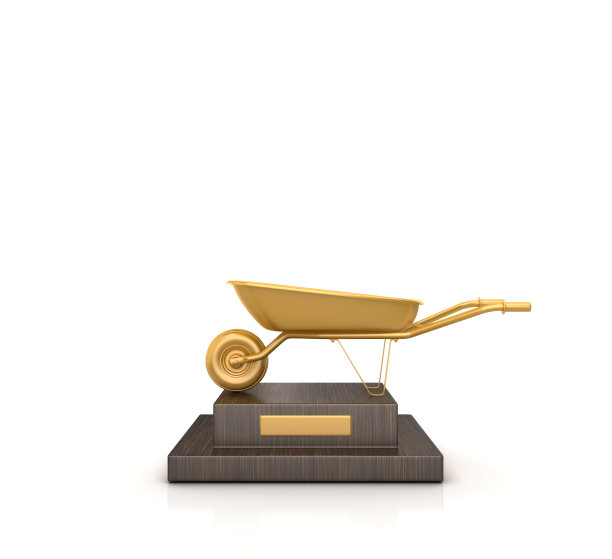 奖杯与独轮车- 3D渲染图片下载