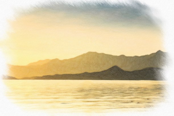 画水彩。山景观图片下载