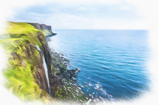 画水彩。山景观图片下载