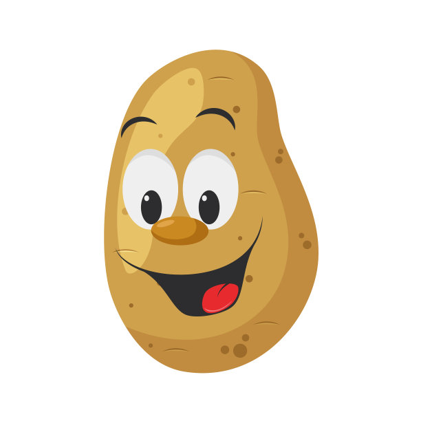 蔬菜字符集合:向量插图的一个有趣和微笑的土豆在卡通风格。图片下载