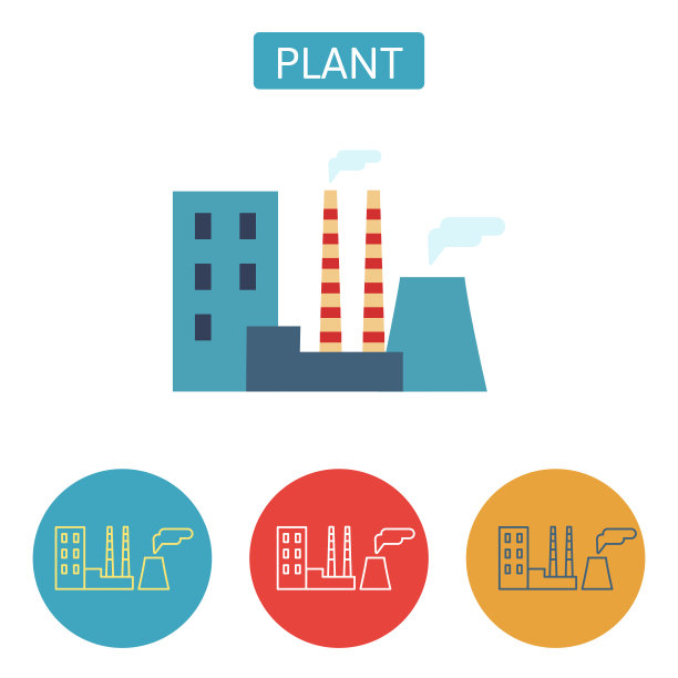 工厂图标或标志，矢量插图图片下载
