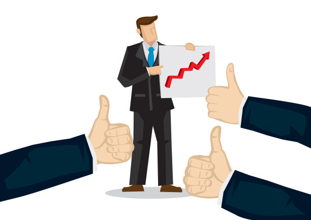 一个因销售业绩而受到表扬的商人。努力工作、认可或欣赏的概念。图片下载