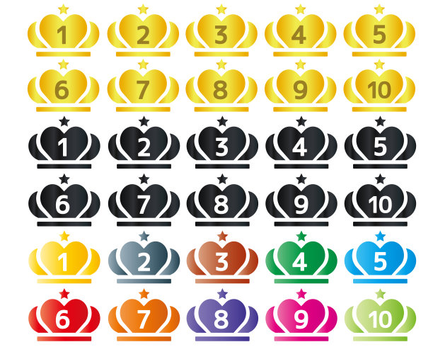 金色皇冠图标合集：获胜者、冠军、领导者皇冠奖合集图片下载