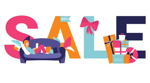 销售标语概念女人在沙发上图片下载