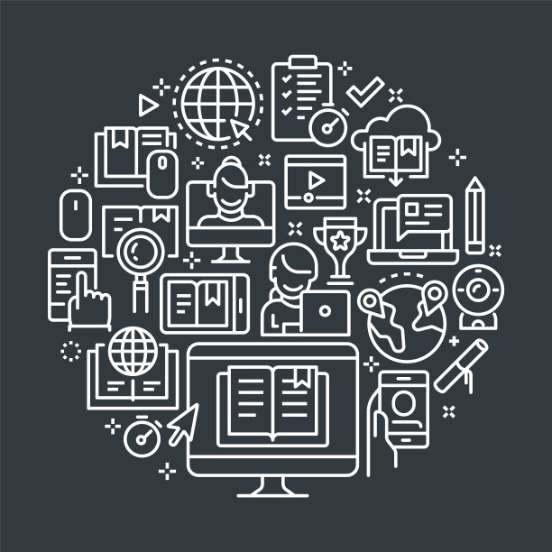 E-Learning大纲插图概念。图片下载