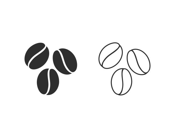咖啡豆模板矢量线图标。矢量插图设计图片下载