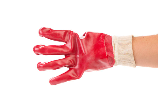 手上有四个戴着红色橡胶手套的人。图片下载