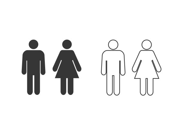 男人和女孩线图标设置。矢量图图片下载