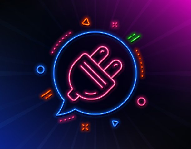 电气插头线图标。能量信号。电力。向量图片下载