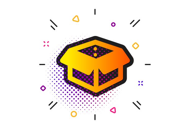 打开盒子图标。快递包裹的迹象。货物包装。向量图片下载