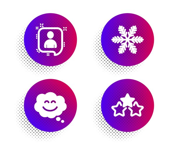 开发者聊天，微笑聊天和雪花图标集。排名星星标志。向量图片下载