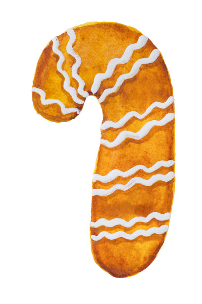 手绘水彩画圣诞姜饼雪花星在白色的背景，孤立图片下载