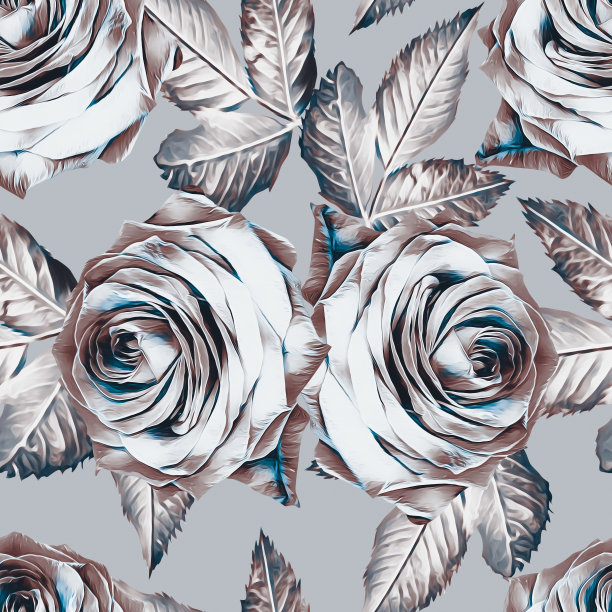 玫瑰叶无缝图案。图片下载