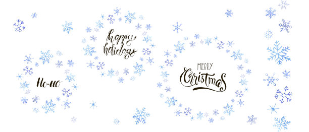 圣诞贺卡与雪花花环，刷子和节日的字母。图片下载