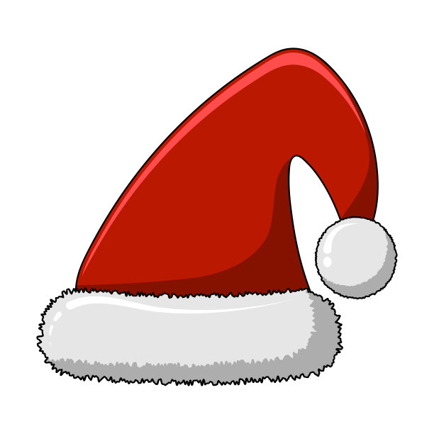 红色的圣诞老人帽孤立在白色的背景上。有毛皮和绒球的帽子。新年快乐装饰。圣诞服装节日快乐。新年和圣诞节图片下载