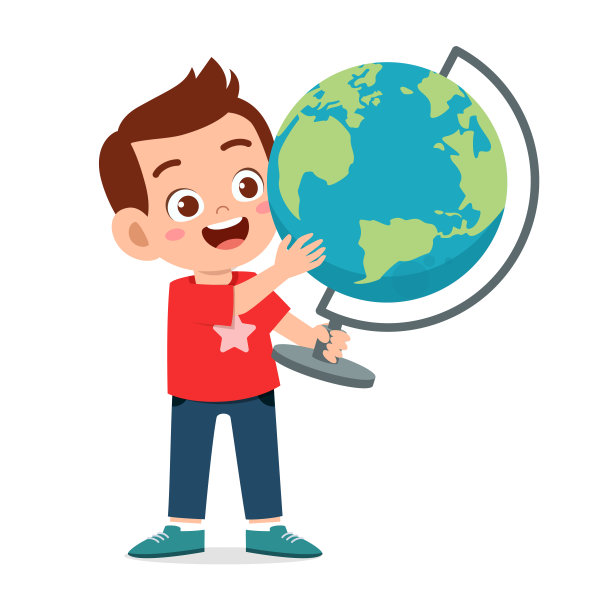 快乐可爱的小男孩扛地球仪地球图片下载