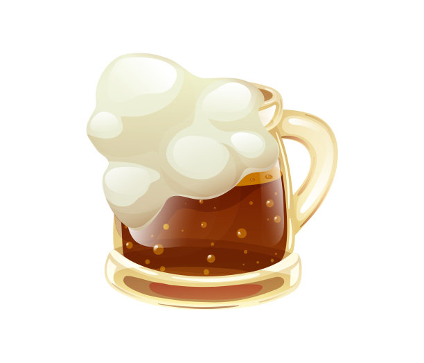 玻璃杯，里面装着一杯深色的、有泡沫的啤酒。图片下载