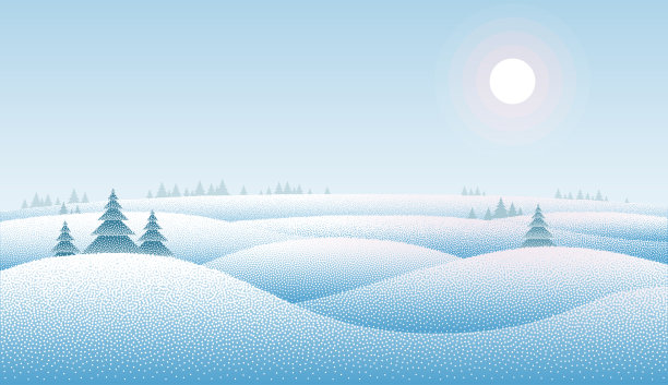 用雪堆和树木清洁冬季景观图片下载