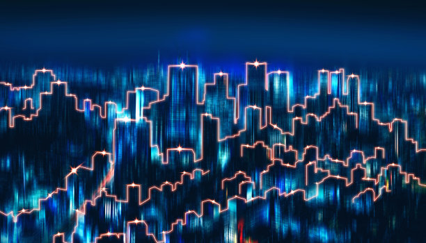 模糊日本的智能网络和连接城市的背景图片下载