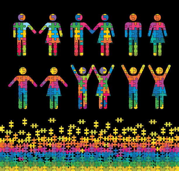 多色矢量插图组风格化的人。图片下载