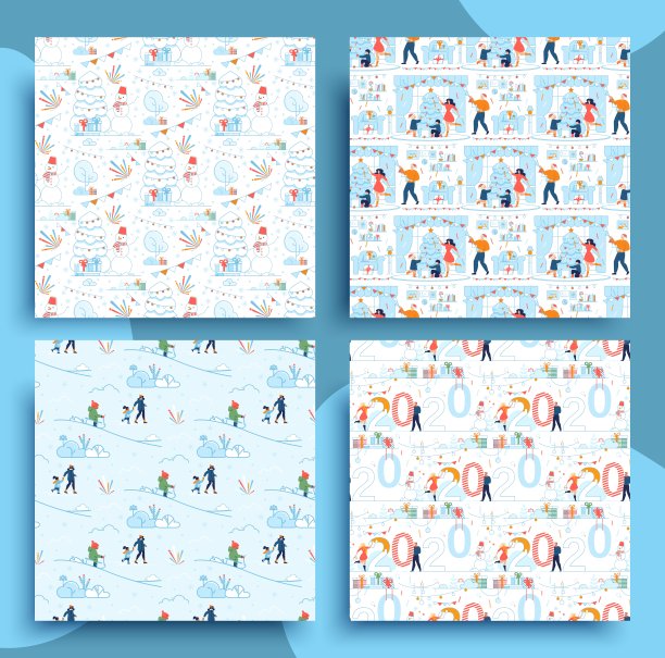 节日乐趣节日冬季无缝图案集图片下载