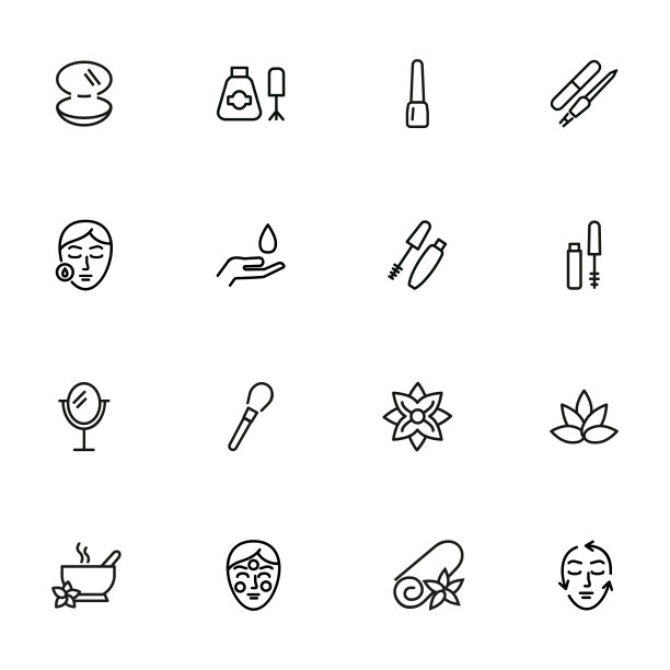 美容线条图标设置图片下载