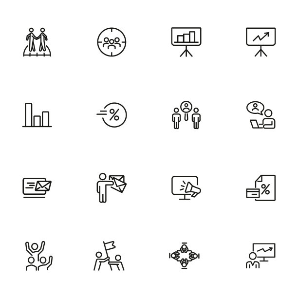 合作线条图标集图片下载