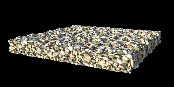 卵石层，在黑色背景上孤立的岩石区域的横切面图片下载